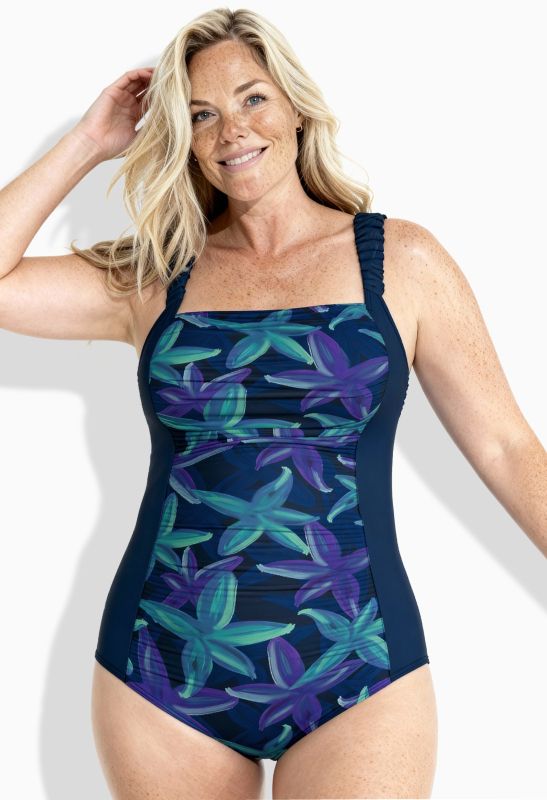 Maillot de bain, bonnets souples, motif floral et bretelles «&nbsp;scrunchie&nbsp;», matière recyclée