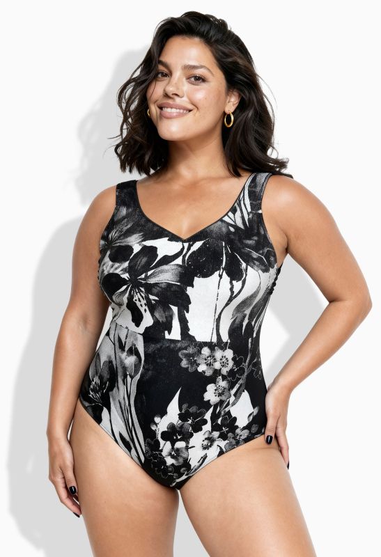 Maillot de bain sans bonnets souples, liseré scintillant et décolleté en V