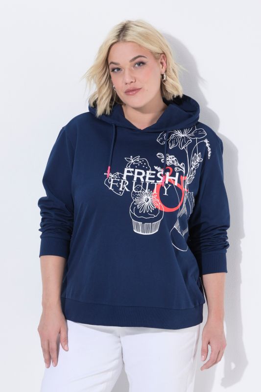 Sweat-shirt à capuche, manches longues et message imprimé