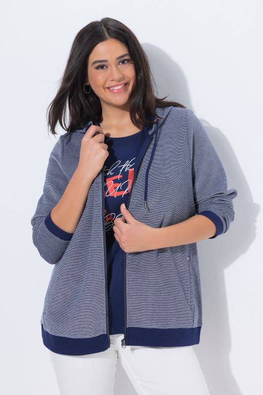 Veste en molleton, matière texturée, capuche et manches longues