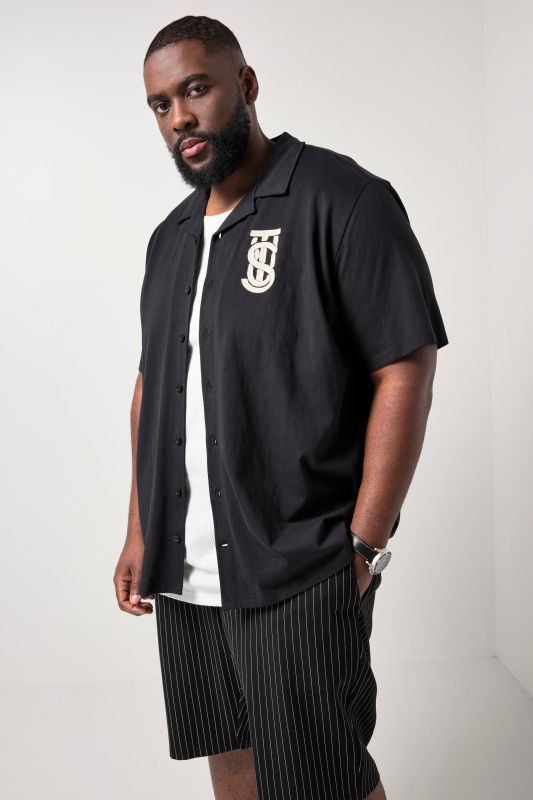 Chemise STHUGE en jersey, manches courtes et col cubain, coupe « flottante » - jusqu'au 8 XL