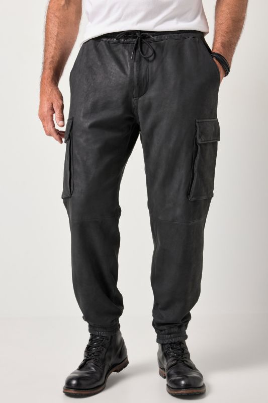 Pantalon cargo JP 1880, cuir d'agneau nappa de grande qualité, coupe Relaxed Fit - jusqu'au 8 XL