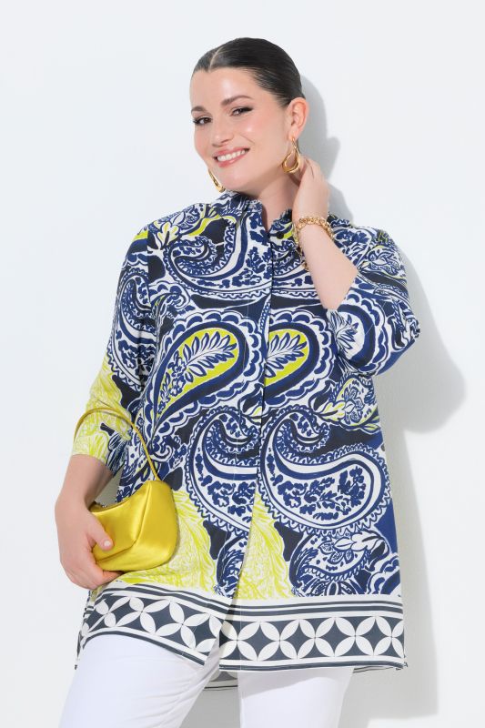 Chemisier long en Lyocell, motif cachemire, col classique et manches&nbsp;3/4