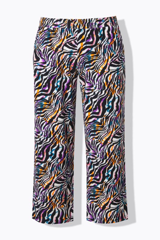 Pantalon en jersey, jambe droite longueur&nbsp;7/8, motif animal et taille élastique