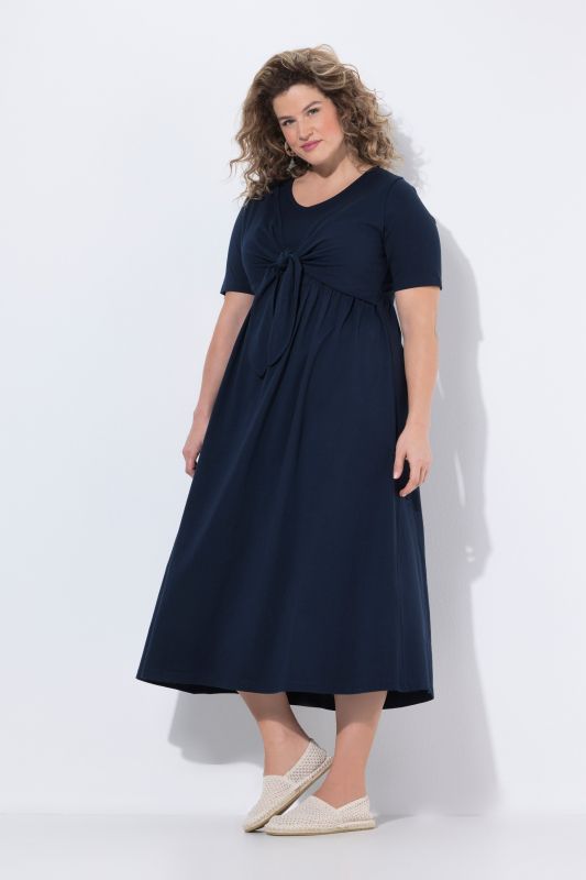 Robe maxi esprit cache-cœur, manches courtes et décolleté en V, coton bio