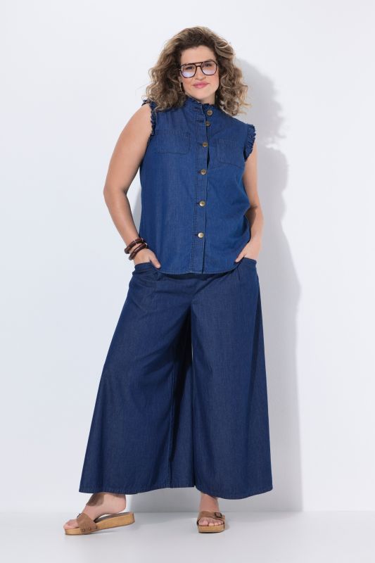 Jupe-culotte&nbsp;7/8 en coton bio, jambe large et taille élastique