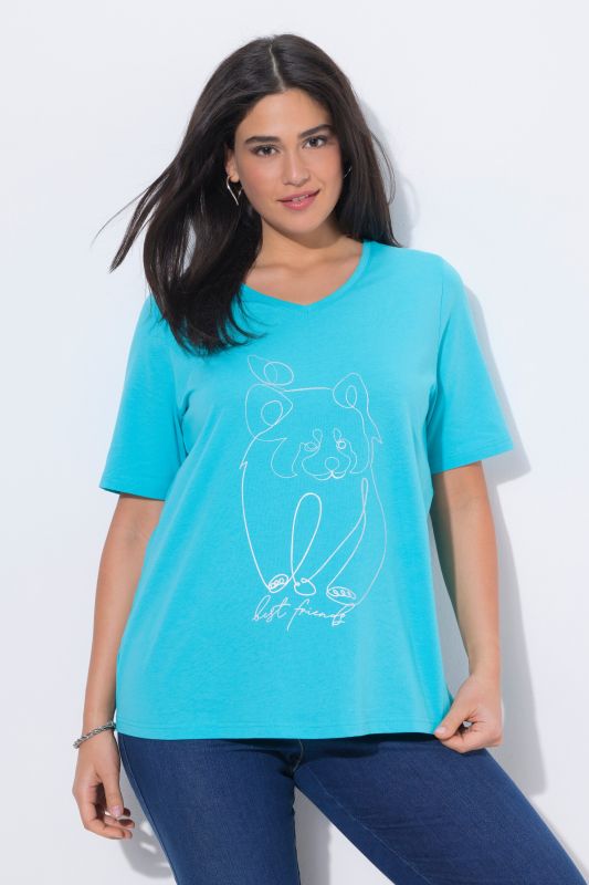 T-shirt col V et manches courtes, coupe Classic Fit, motif animal