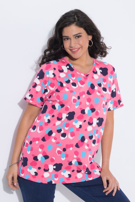 T-shirt oversize à pois, col rond et manches courtes