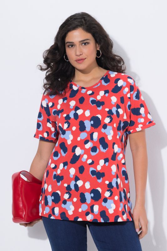 T-shirt oversize à pois, col rond et manches courtes