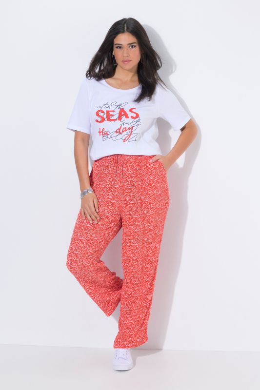 Pantalon Rose en crêpe, jambe large et taille élastique