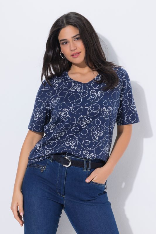 T-shirt animaux fantaisie, coupe Classic Fit, col en V et manches courtes