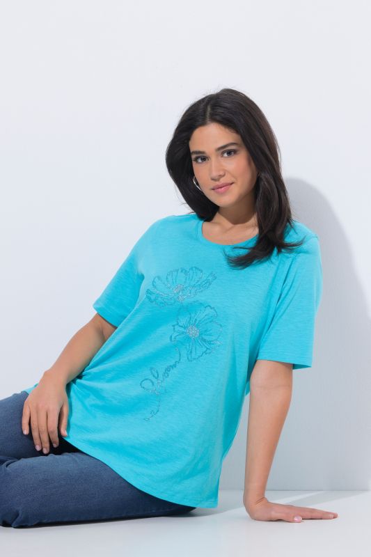 T-shirt à fleurs, coupe Classic Fit, col rond et manches courtes