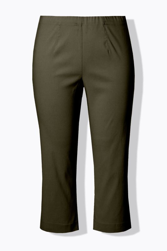 Pantalon en bengaline stretch. Longueur au mollet et taille élastique