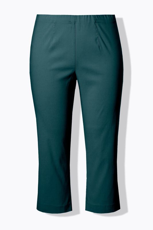 Pantalon en bengaline stretch. Longueur au mollet et taille élastique