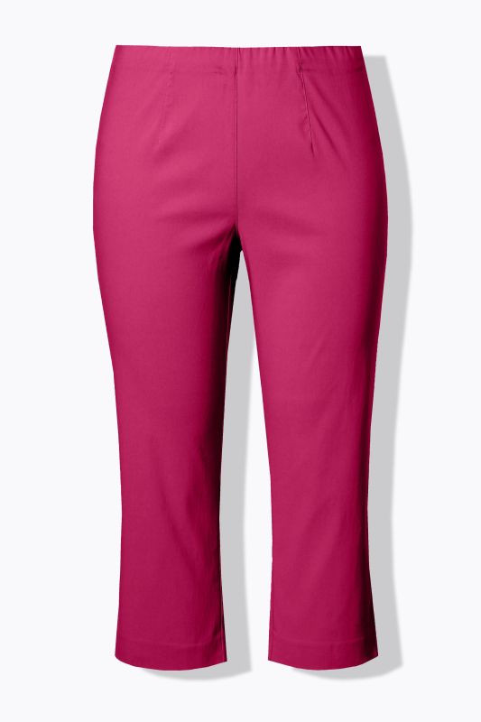 Pantalon en bengaline stretch. Longueur au mollet et taille élastique