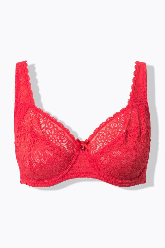 Soutien-gorge à armatures, dentelle florale, entièrement confectionné en dentelle, bonnet C-E