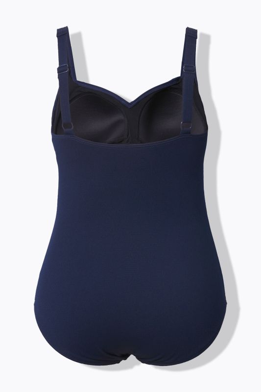 Maillot de bain à bonnets souples. Joli drapé sur la poitrine. Matière finement texturée