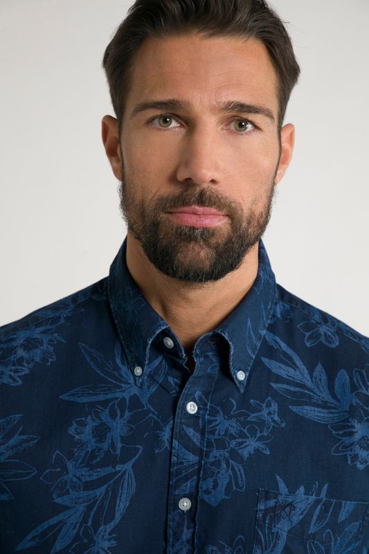 Chemise à manches courtes et col à pointes boutonnées, imprimé à fleurs - coupe Modern Fit