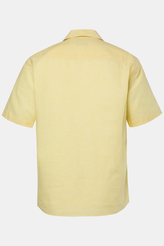 Chemise en lin mélangé, manches courtes et col cubain, coupe Modern Fit