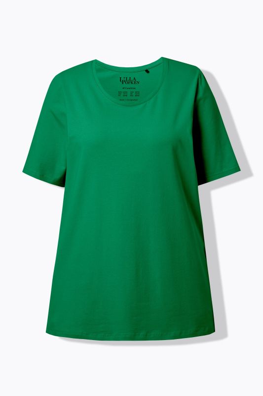 T-shirt en coton bio. Col rond et manches courtes. Coupe évasée