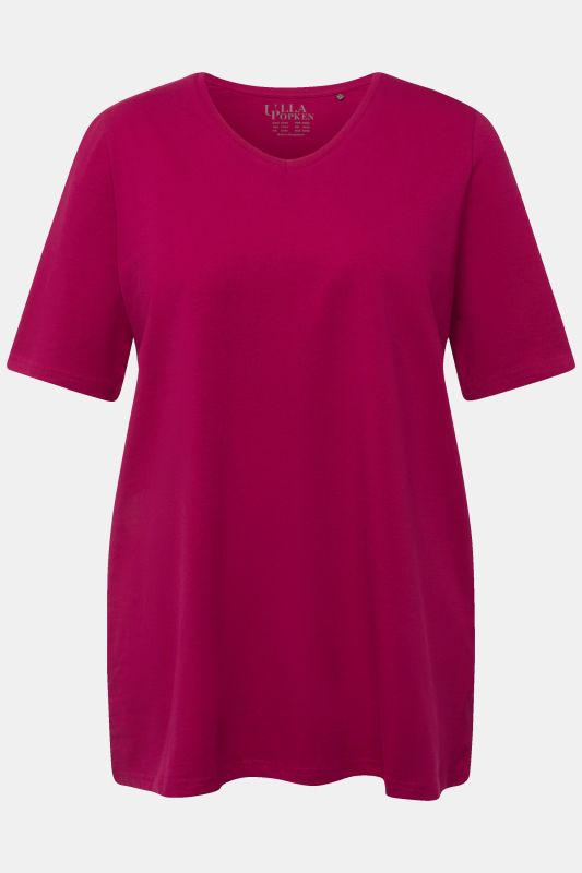 T-shirt à coupe évasée. Décolleté en V et manches courtes