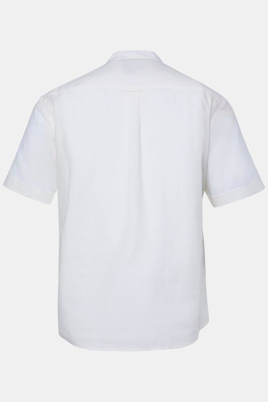 Chemise en lin mélangé, manches courtes et col officier, coupe Modern Fit