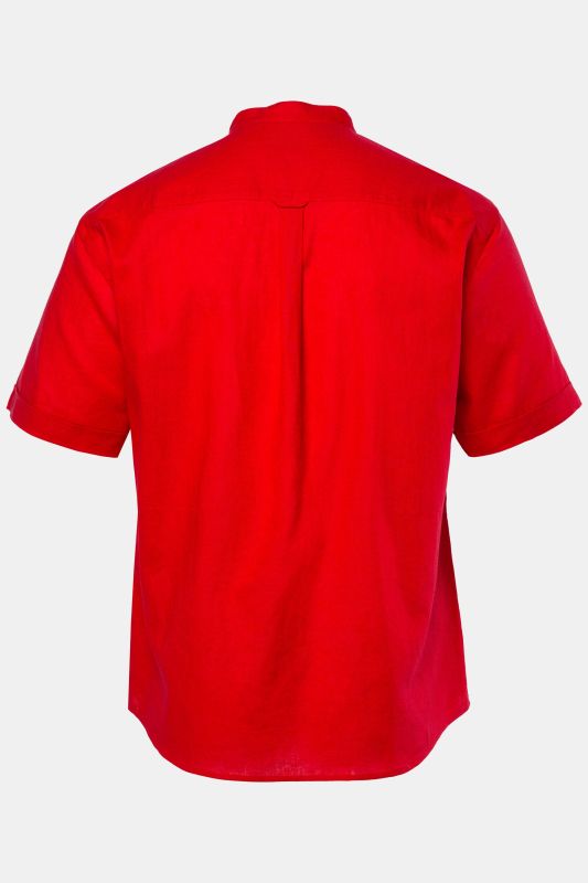 Chemise en lin mélangé, manches courtes et col officier, coupe Modern Fit