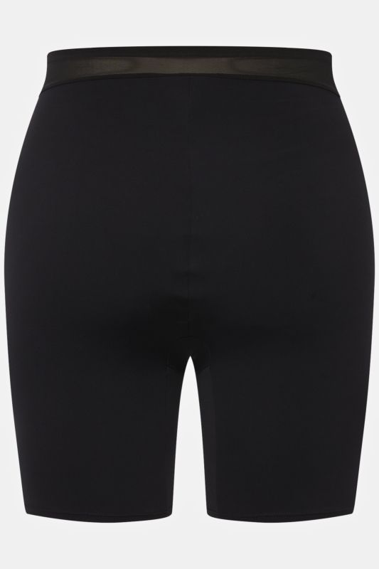 Bermuda gainant, taille haute. Large ceinture en mesh, effet cache-cœur