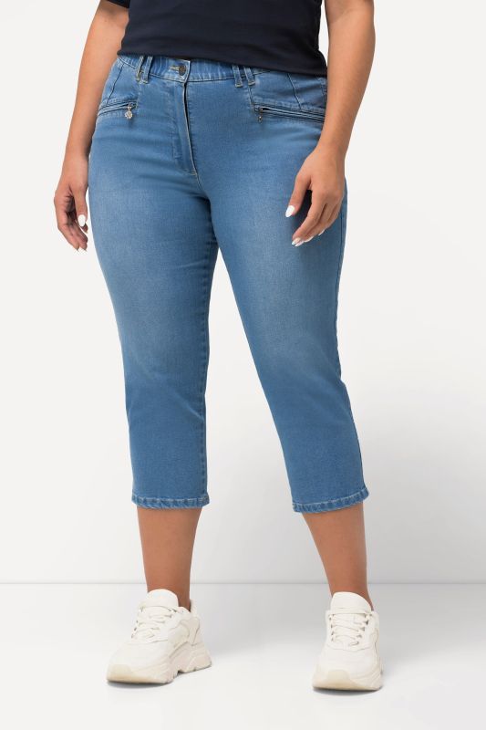 Jean Mony 7/8. Taille élastique. Poches zippées