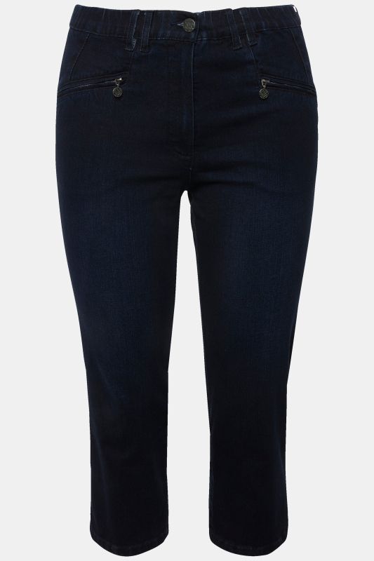 Jean Mony 7/8. Taille élastique. Poches zippées