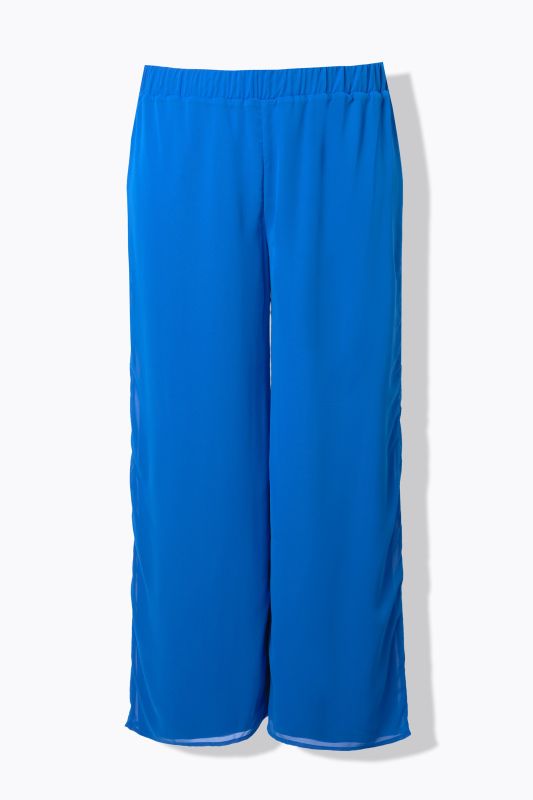 Pantalon en mousseline double épaisseur, jambe large et taille élastique