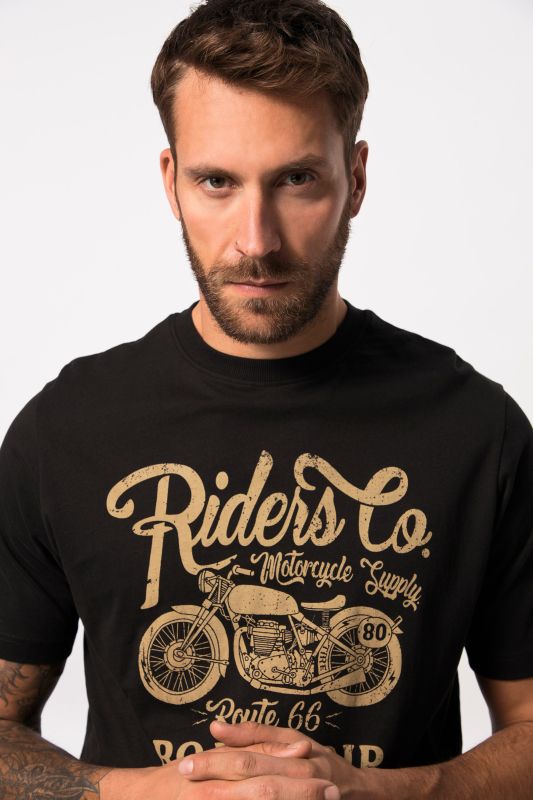 T-shirt avec imprimé moto, à col rond et manches courtes. Jusqu'au 8 XL.
