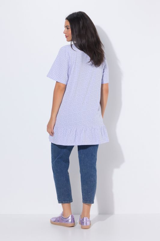 T-shirt à volant, manches courtes cloche, décolleté en V et coupe évasée