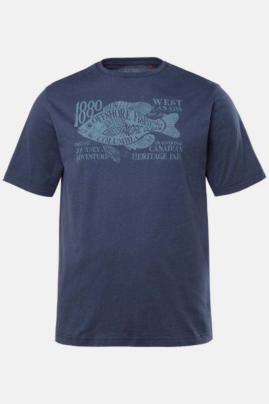 T-shirt JP 1880 à manches courtes, col rond et imprimé sur la poitrine - jusqu'au 8 XL