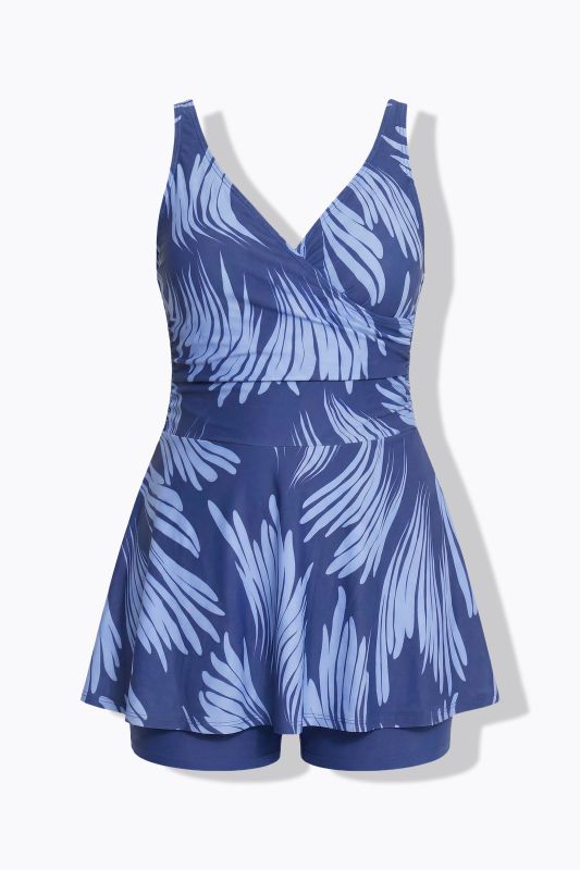 Robe de bain avec short. Bonnets souples, effet drapé. Matière recyclée