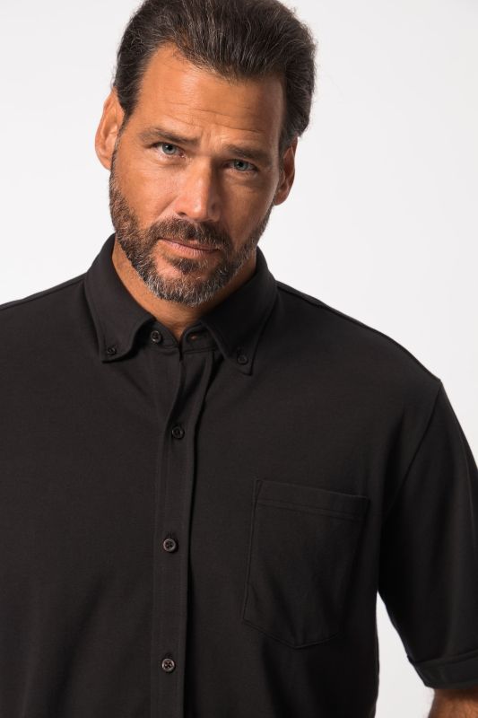 Chemise en maille piquée JP1880 coupe Modern, avec technologie FLEXNAMIC®, manches courtes et col à pointes boutonnées