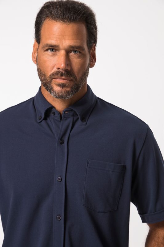 Chemise en maille piquée JP1880 coupe Modern, avec technologie FLEXNAMIC®, manches courtes et col à pointes boutonnées