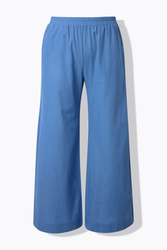 Pantalon palazzo en lin mélangé, taille élastique et jambe large