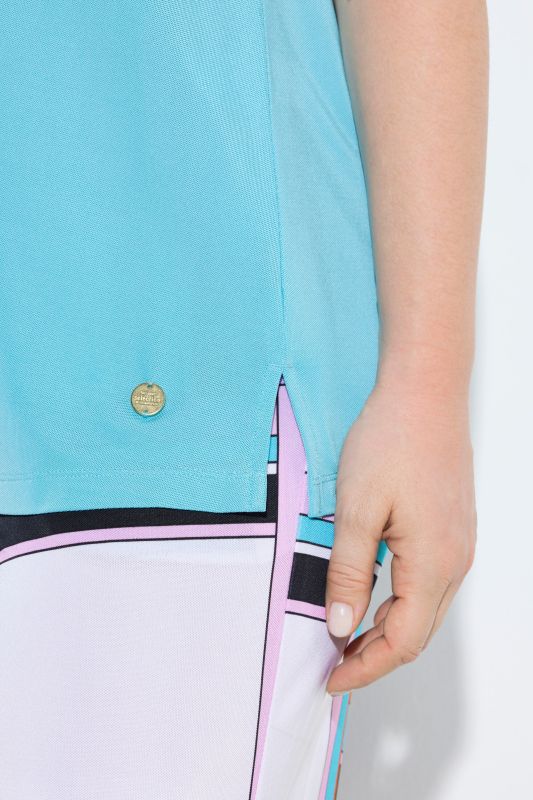 Haut sans manches, en jersey piqué. Décolleté rond et silhouette en A évasée.