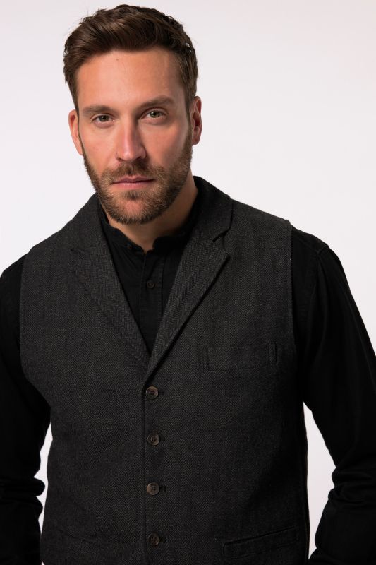 Gilet en tweed JP 1880 avec technologie FLEXNAMIC®, cols à revers, dos en maille