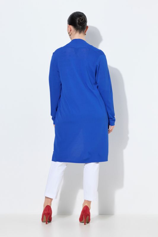 Cardigan long à col montant. Coupe ouverte