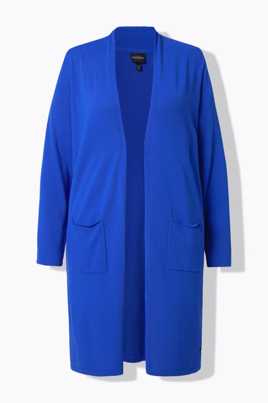 Cardigan long à col montant. Coupe ouverte