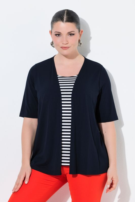 T-shirt 2 en 1 rayé. Manches courtes, décolleté rond