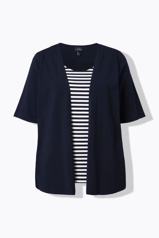 T-shirt 2 en 1 rayé. Manches courtes, décolleté rond