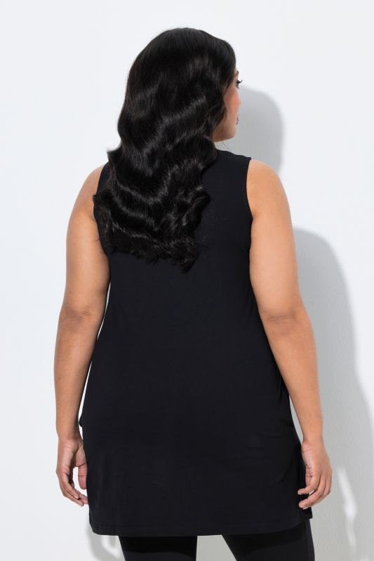 Débardeur, coupe évasée. Décolleté rond. Bretelles larges