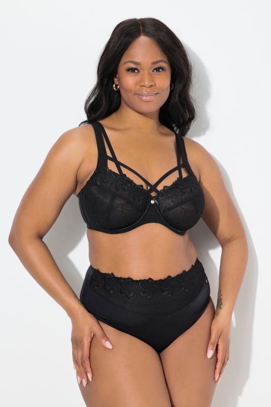 Soutien-gorge à armatures TruYou, dentelle transparente et rubans fantaisie - bonnet C-F