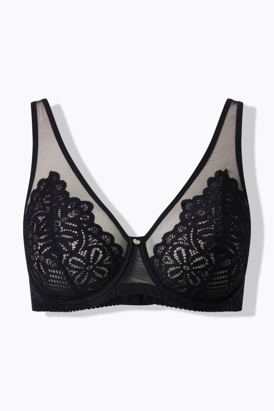 Soutien-gorge à armatures, dentelle et bretelles en mesh - bonnets B-E