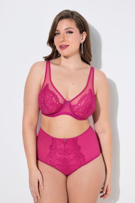 Soutien-gorge à armatures, dentelle et bretelles en mesh - bonnets B-E