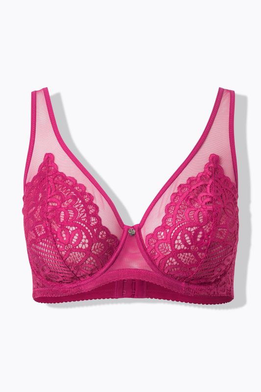 Soutien-gorge à armatures, dentelle et bretelles en mesh - bonnets B-E