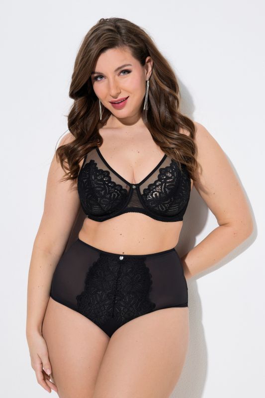 Culotte maxi avec dentelle florale, microfibre